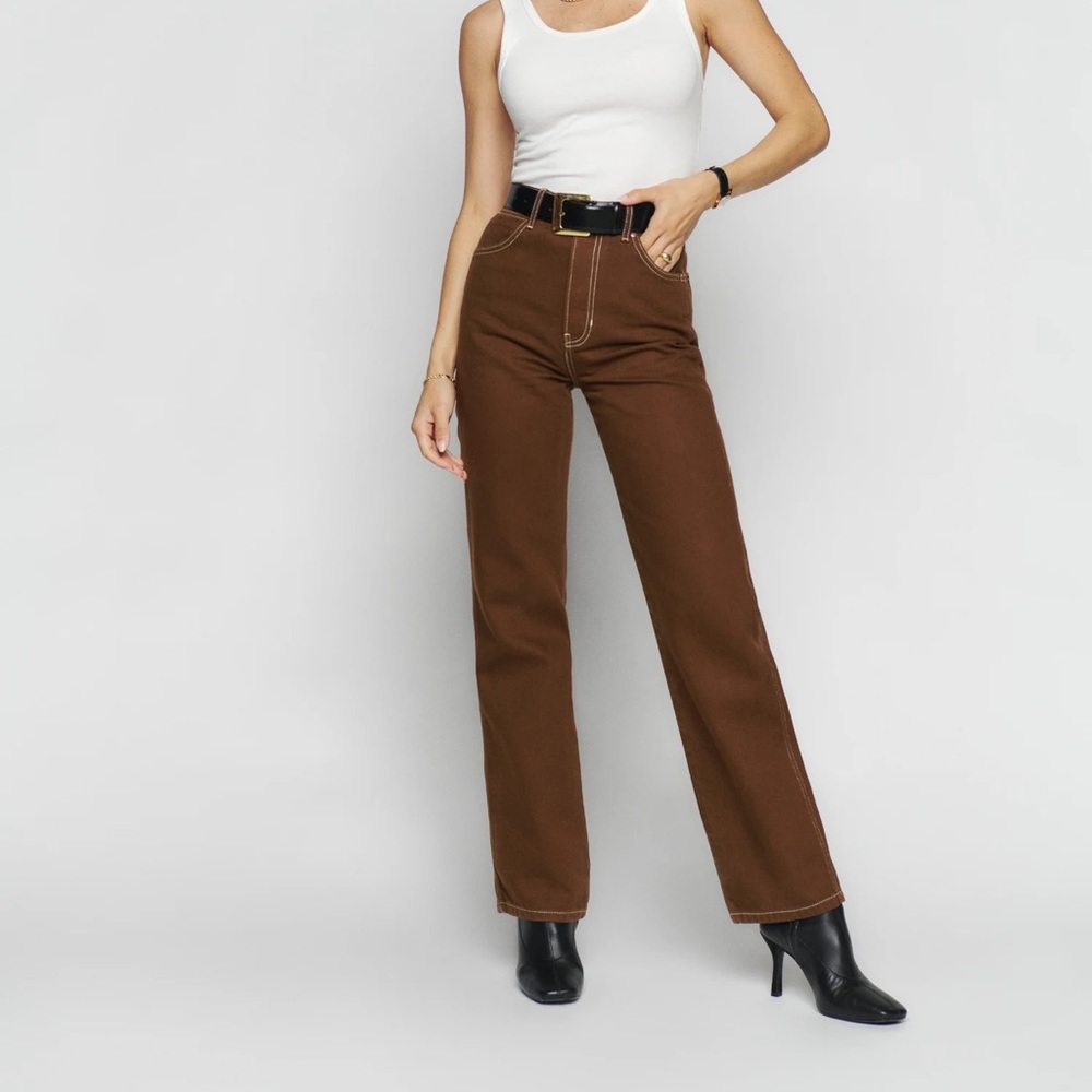 reformation cowboy high rise straight jeans